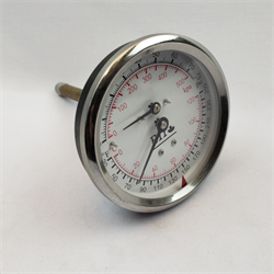0-75 PSI, 30-250F THERM -PRESSURE GAUGE 1/2"NPT - 3-1/2" FACE