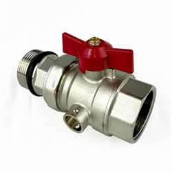 1-1/4" WASSER MANIFOLD BALL VALVE INCLUDING TEE (RED HANDLE)